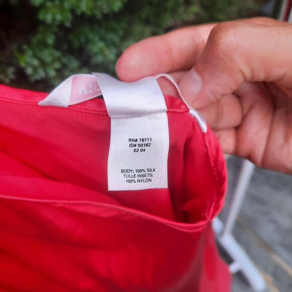 Vintage Victoria's Secret Red Silk Semi-Sheer Plunge Maxi Slip Dress Nightgown - Picture 7 of 7